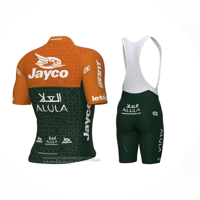 2024 Maillot Cyclisme Jayco AlUla Orange Vert Manches Courtes Et Cuissard
